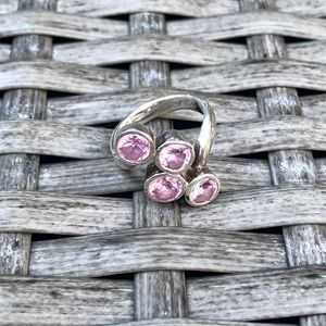 Pink Stone Sterling Silver Ring Sz 4….4.5…..SOLD